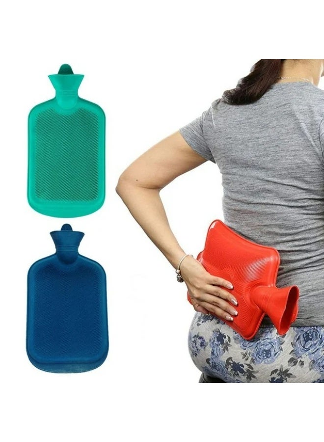 قربة ماء ساخن خالية من البيسفينول ا بتصميم متين للضغط الساخن والعلاج الحراري، بالوان عشوائية (عبوة من قطعتين) - Image 1